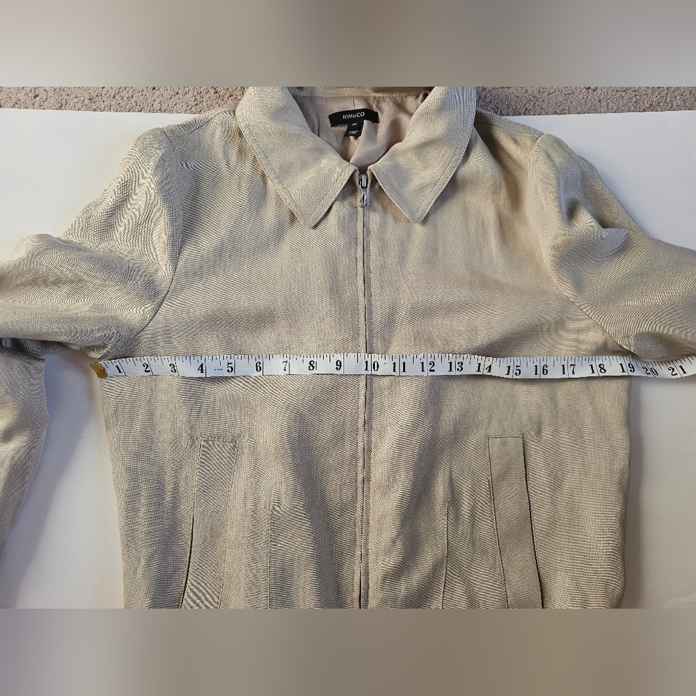RW&CO S cropped twill shirt Women's Beige Bomber Jacket - Picture 3 of 5